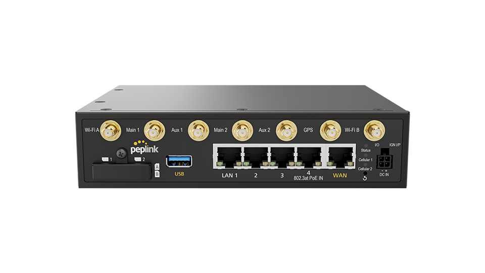 Peplink MAX BR2 LTE dual-modem mobile router, front view