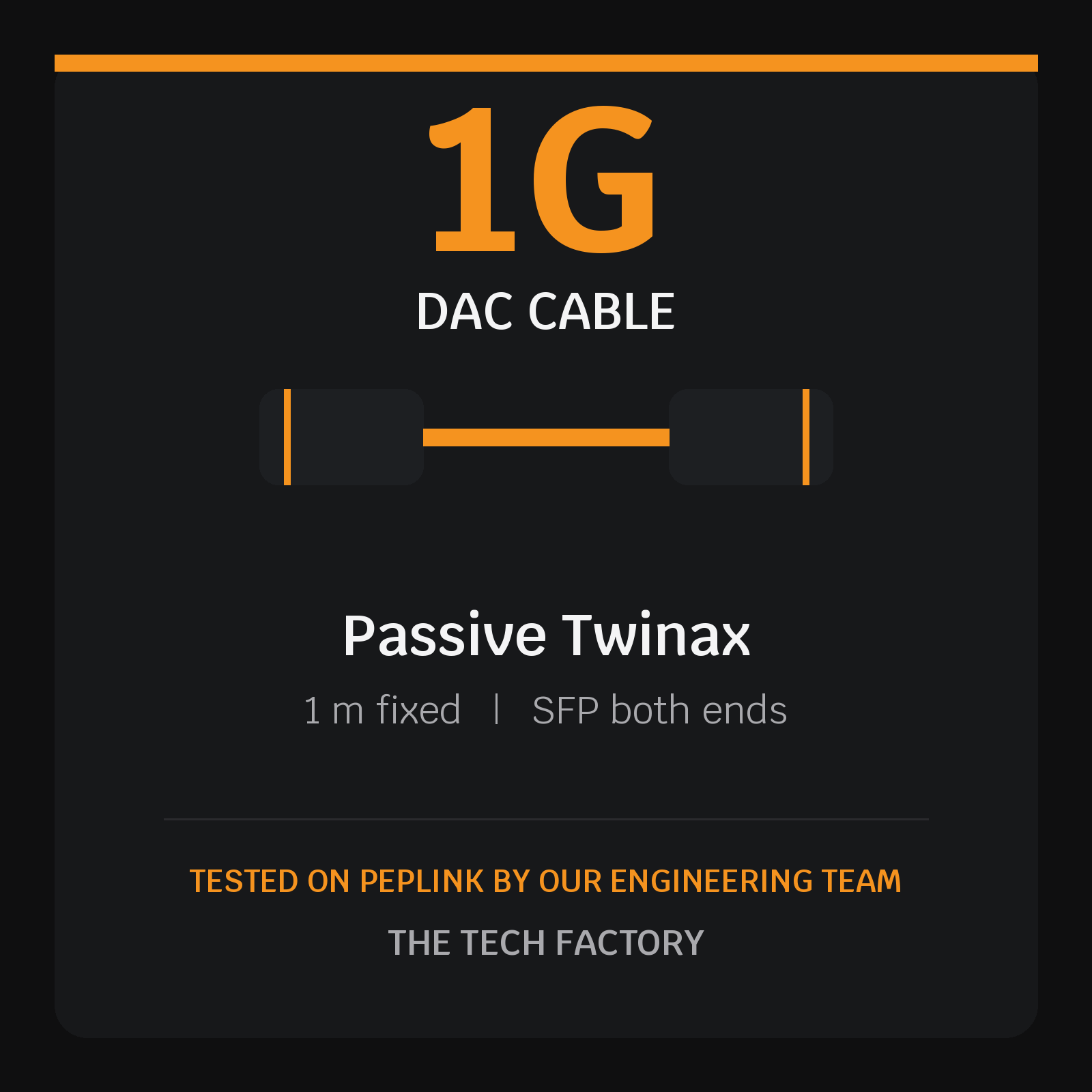 1G SFP DAC Cable, 1m Passive, Peplink Tested