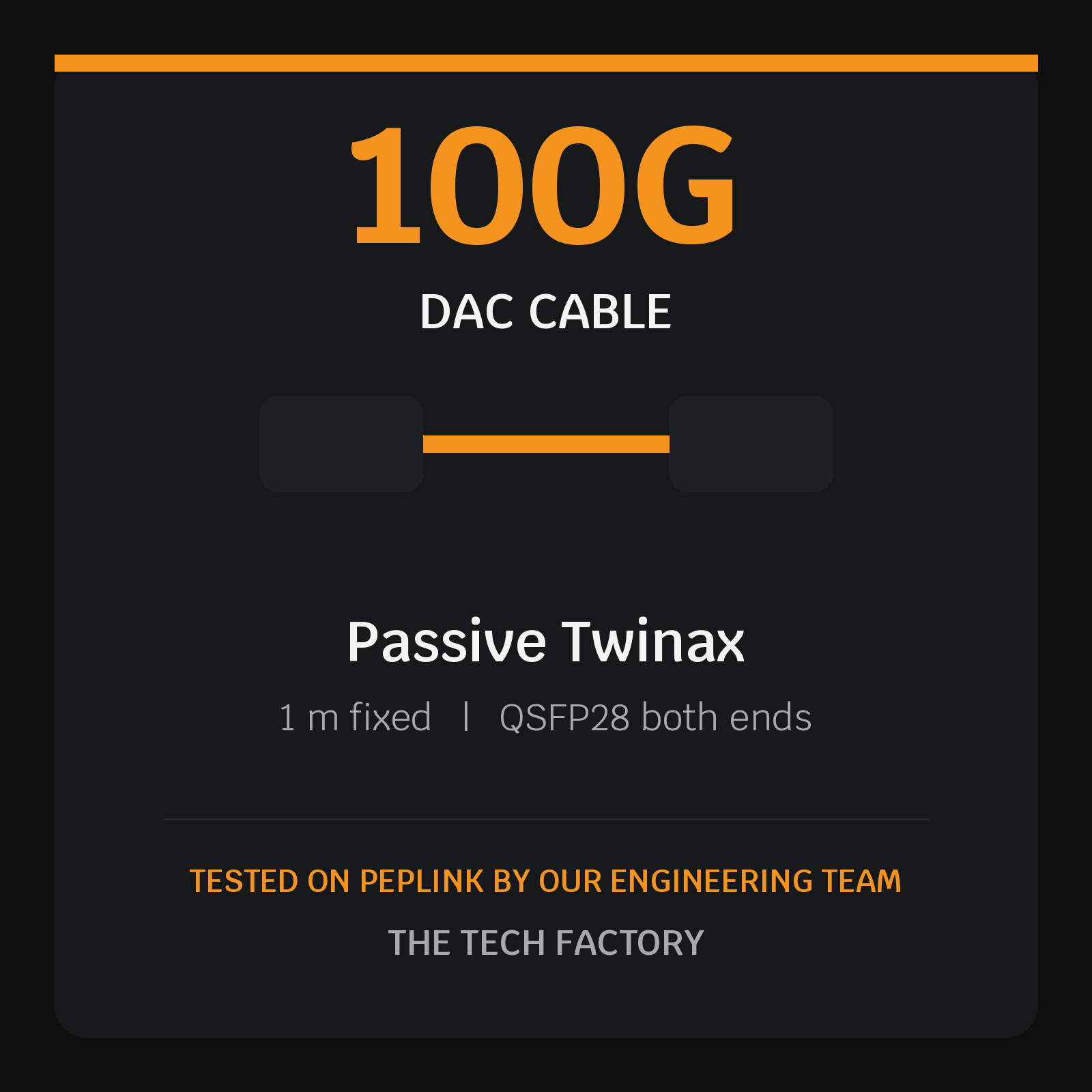 100G QSFP28 DAC Cable, 1m Passive, Peplink Tested