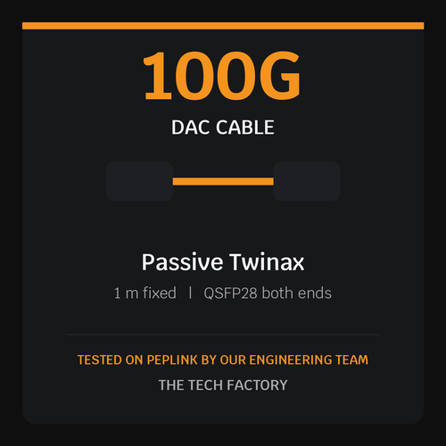 100G QSFP28 DAC Cable, 1m Passive, Peplink Tested