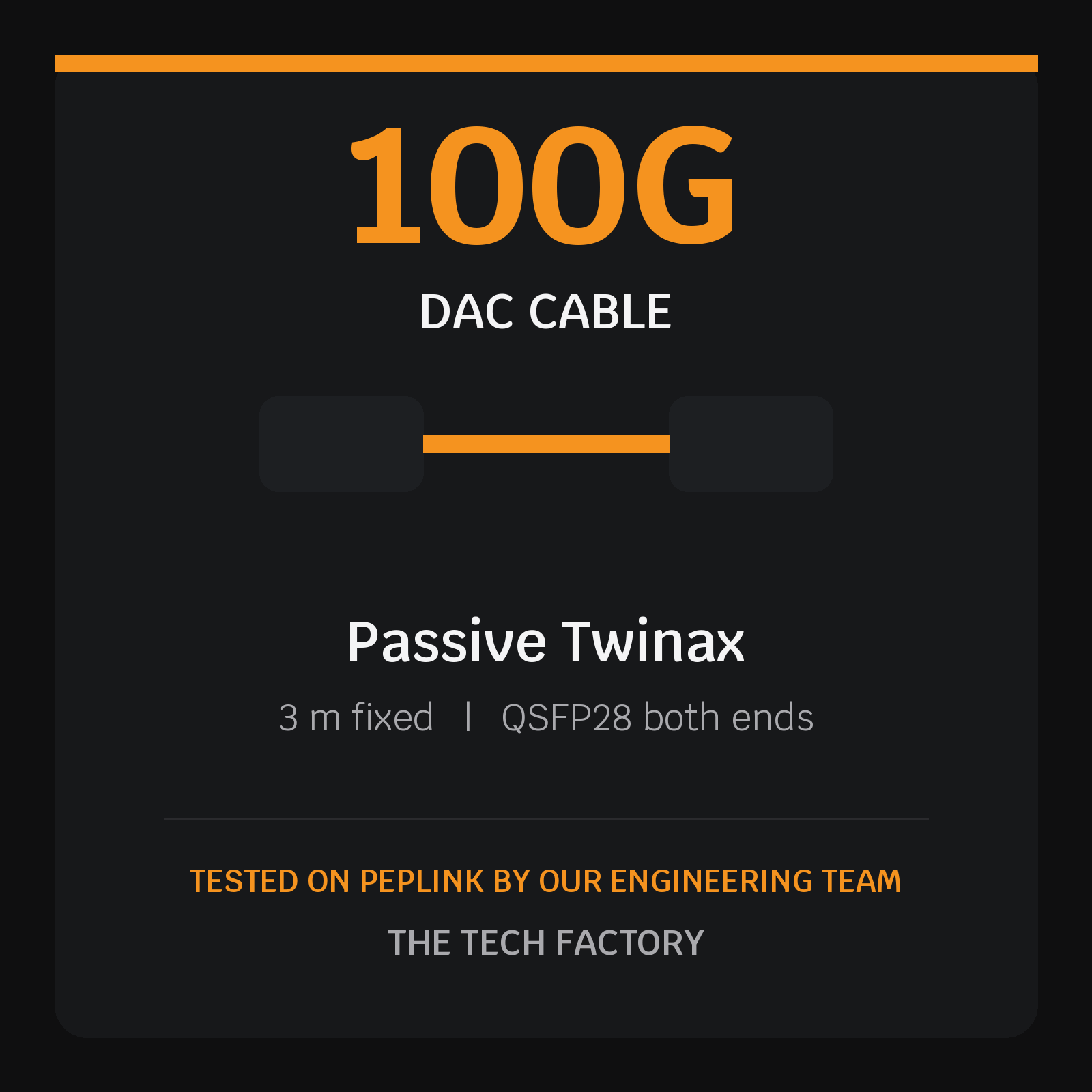 100G QSFP28 DAC Cable, 3m Passive, Peplink Tested