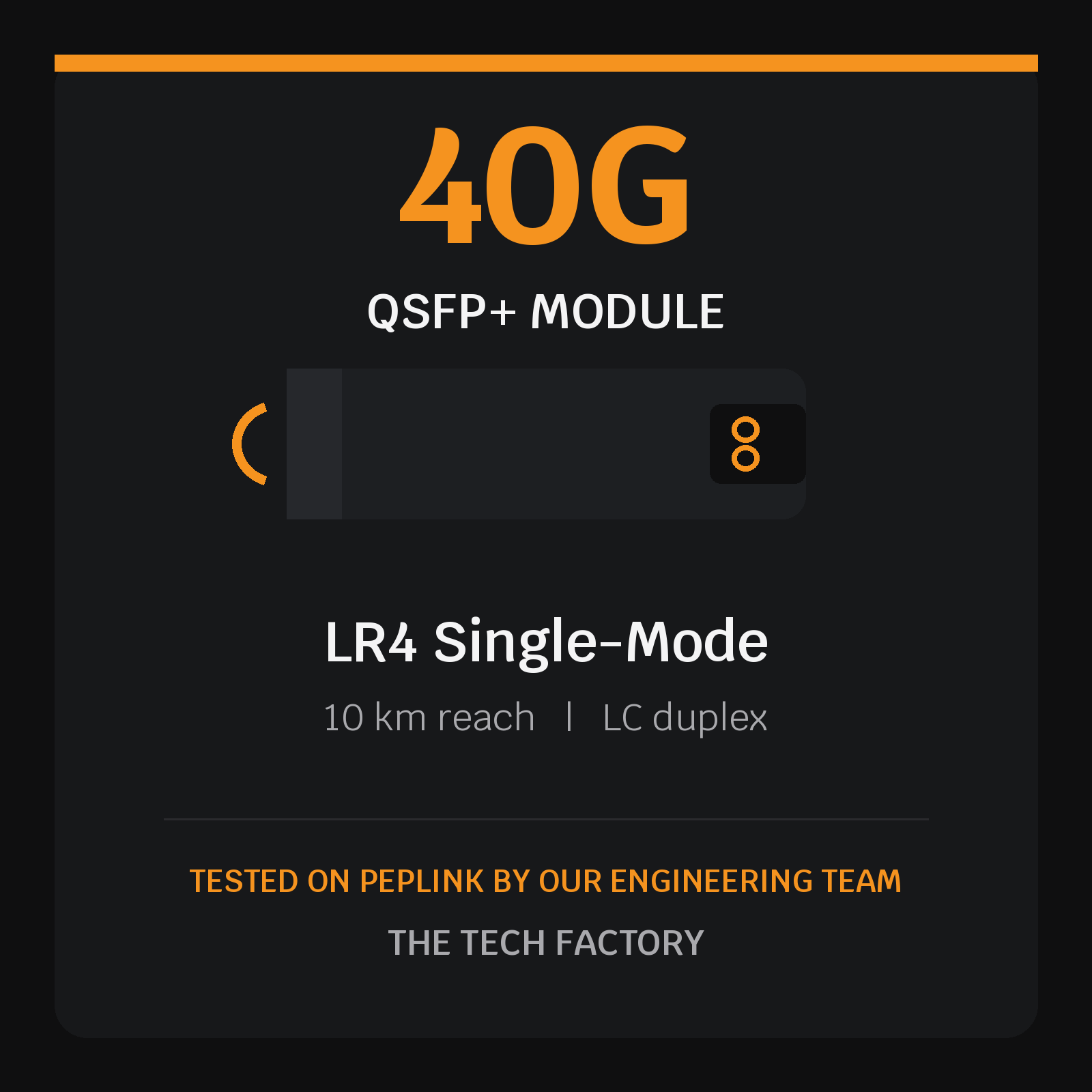40G QSFP+ Module, LR4 Single-Mode 10km, Peplink Tested
