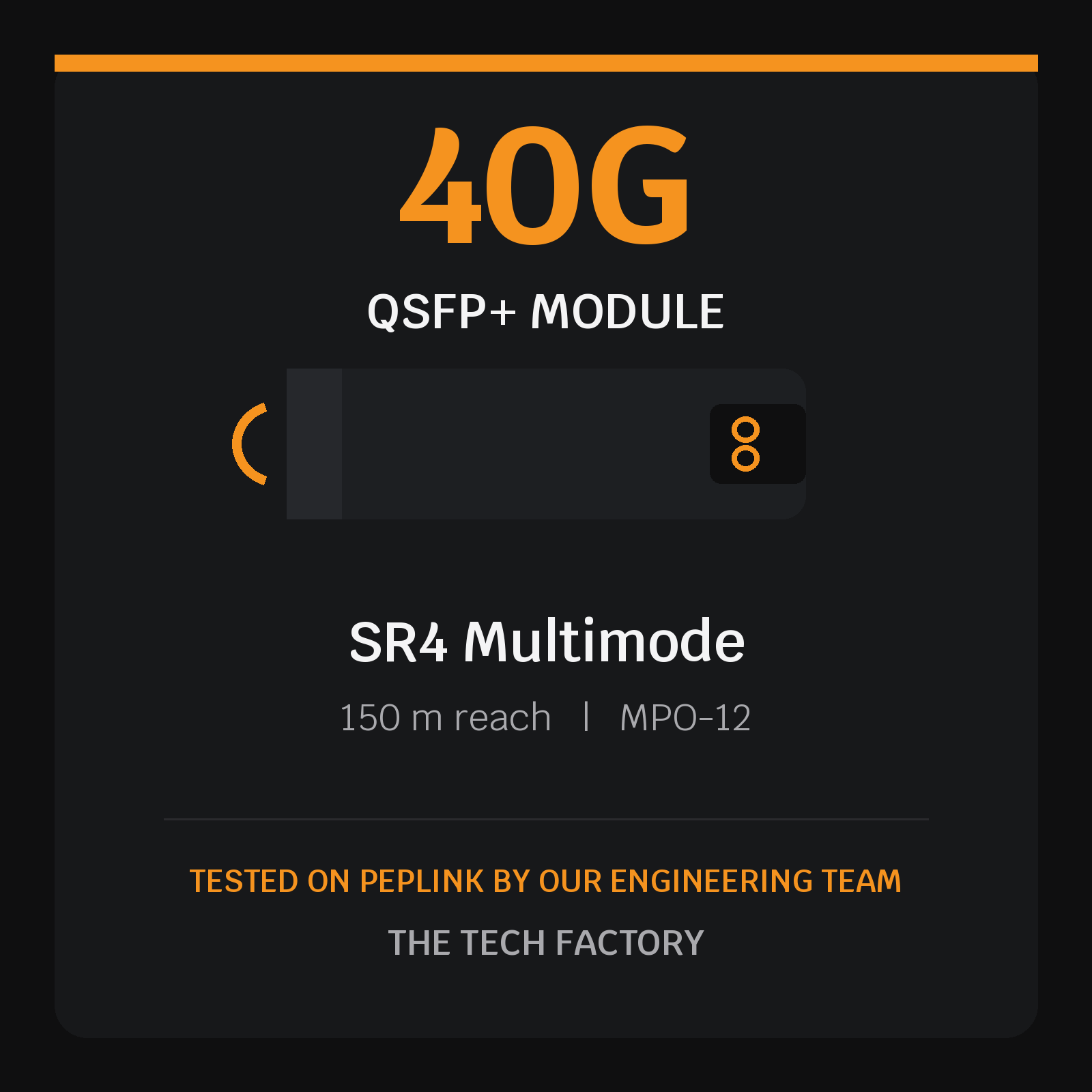 40G QSFP+ Module, SR4 Multimode 150m, Peplink Tested
