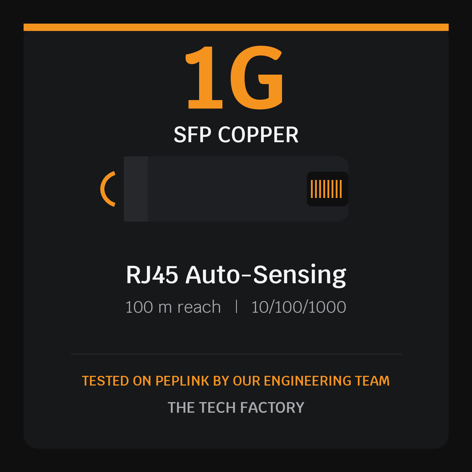 1G SFP Copper Module, RJ45 Auto-Sensing, Peplink Tested