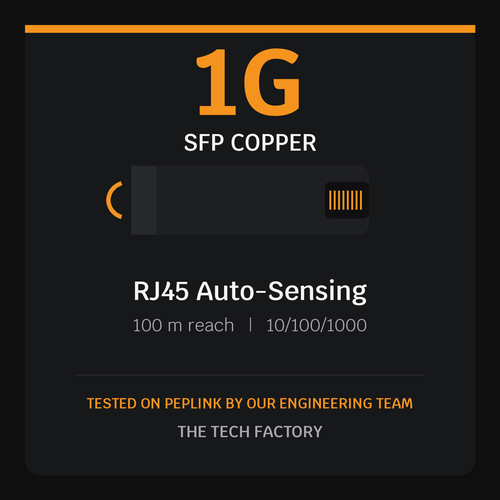 1G SFP Copper Module, RJ45 Auto-Sensing, Peplink Tested