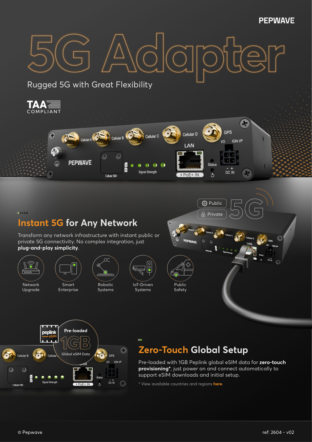 Peplink 5G Adapter overview - rugged 5G with public, private 5G and TAA compliance