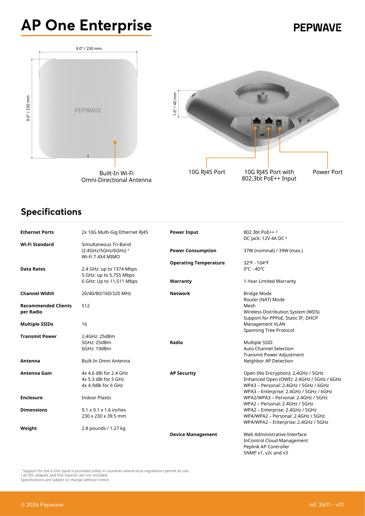 Peplink AP One Enterprise specifications