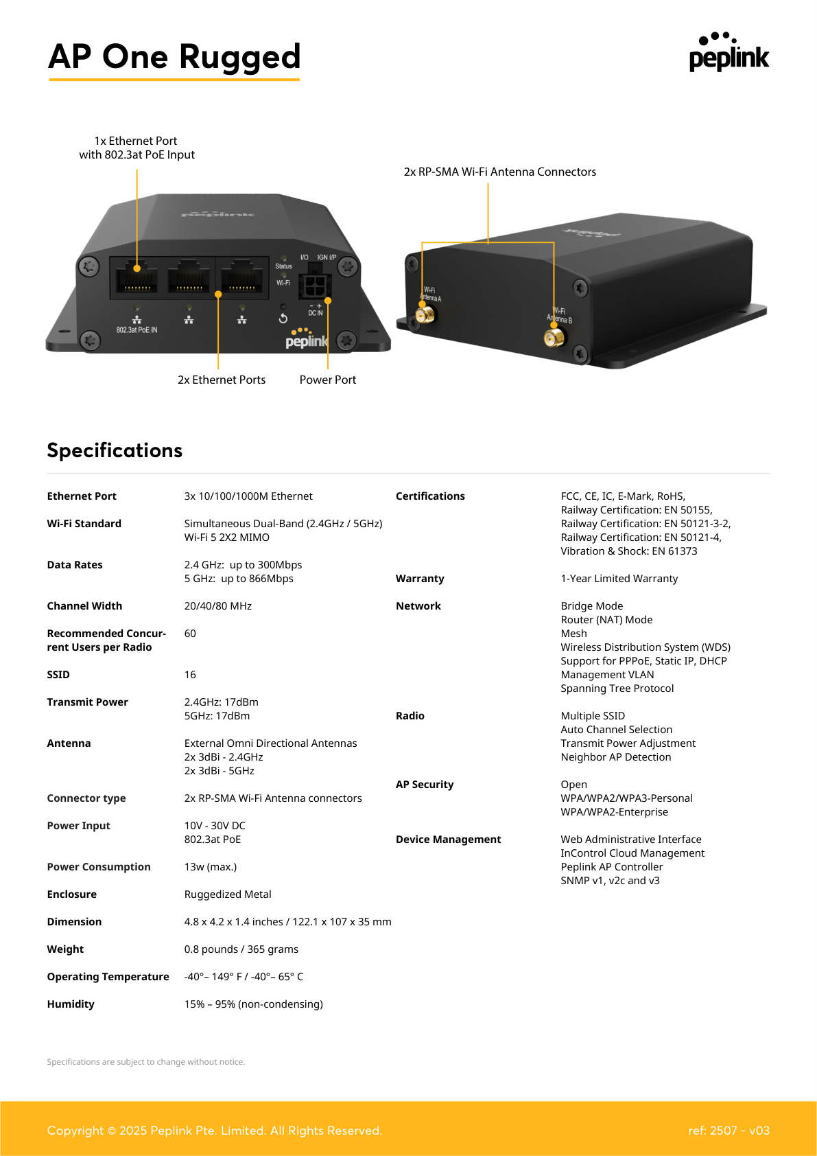 Peplink AP One Rugged specifications