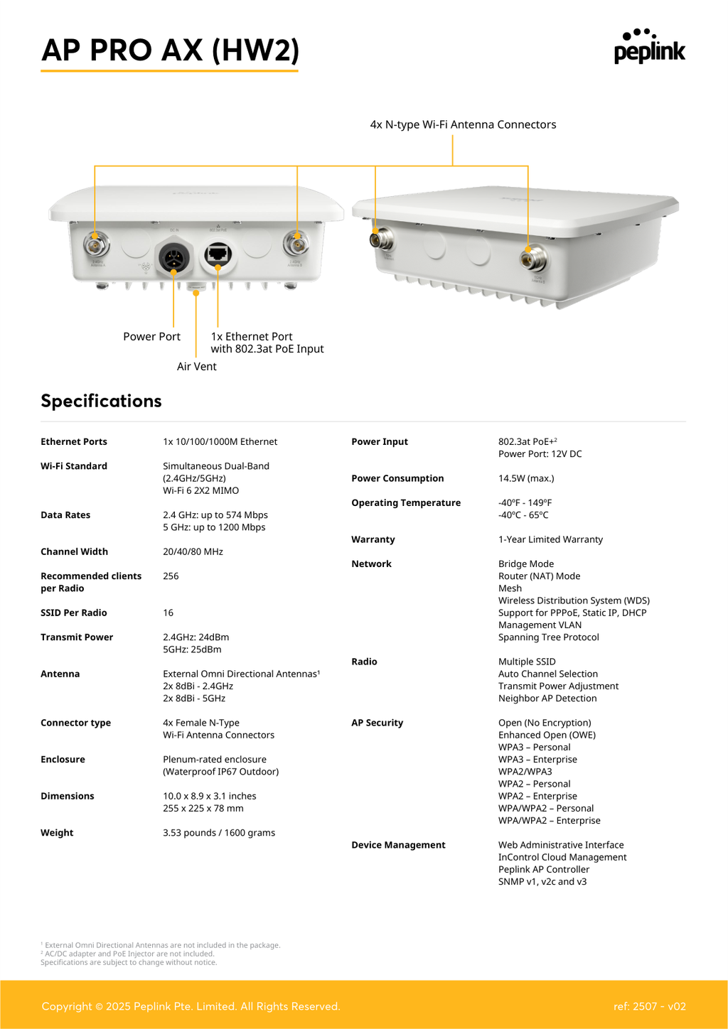 Peplink AP Pro AX specifications