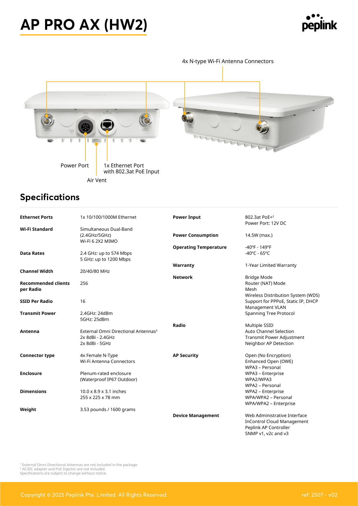 Peplink AP Pro AX specifications