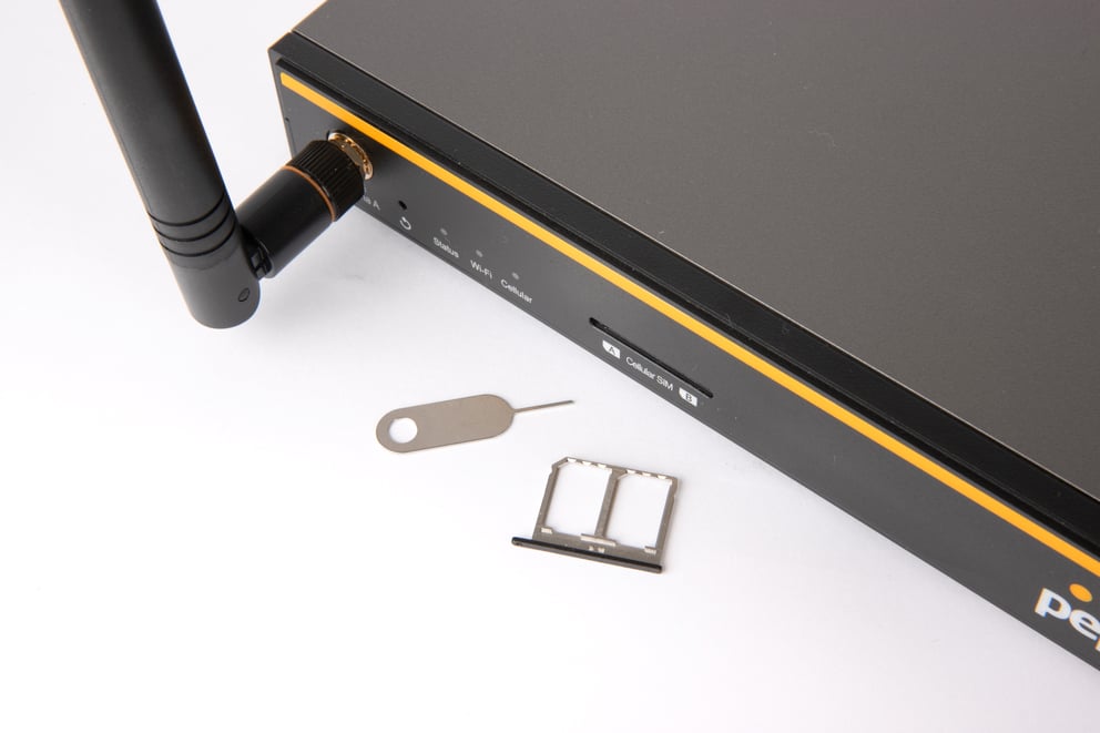 Peplink B One 5G dual SIM card slot with eSIM support