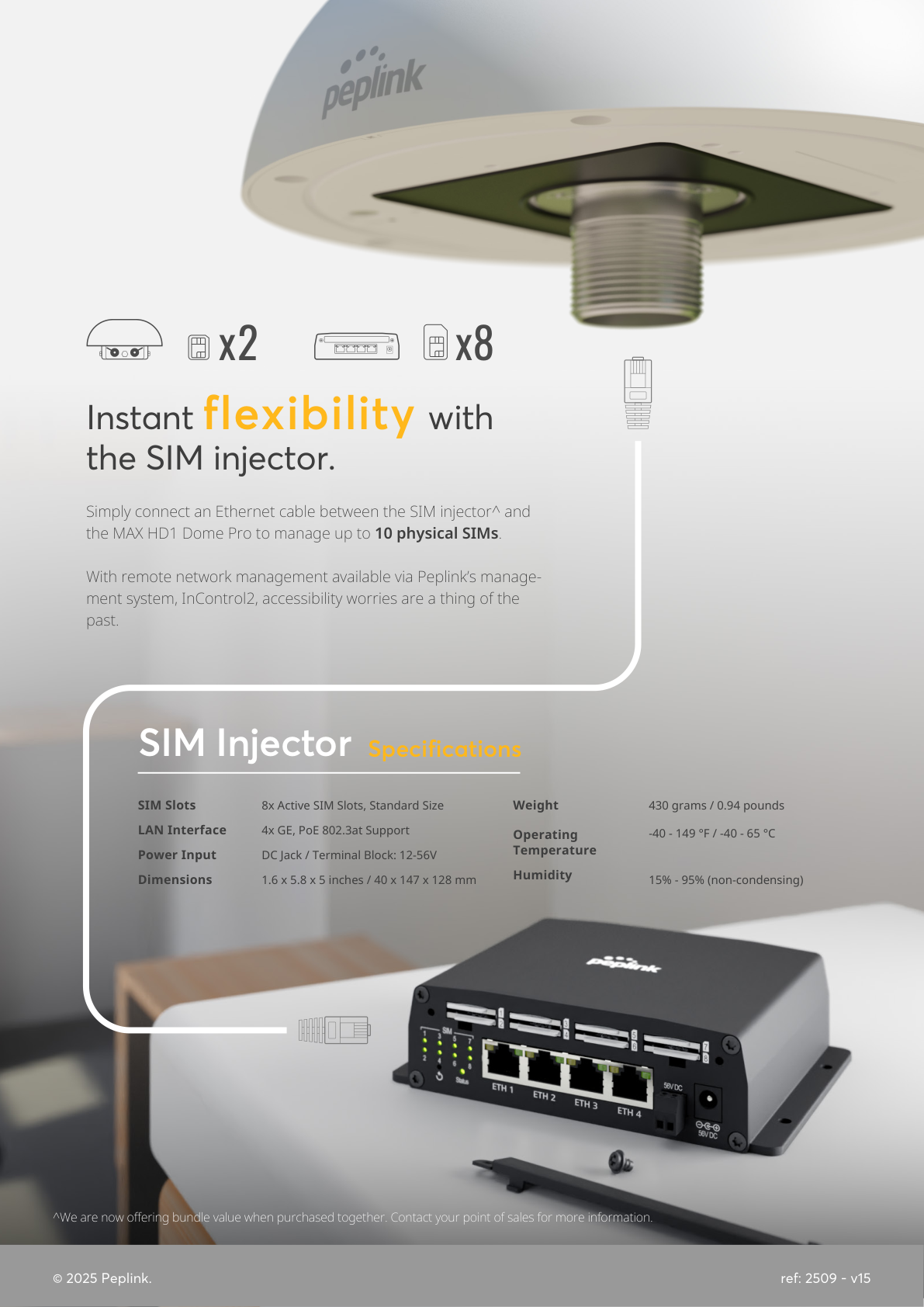 Peplink MAX HD1 Dome Pro 5G features